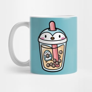 Bubble Tea with Cute Kawaii Penguin Inside Mug